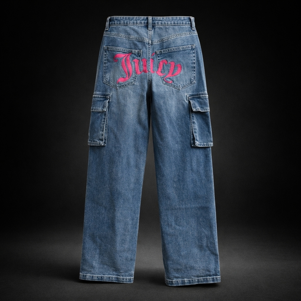 JUICY COUTURE Wide Leg Cargo JEANS Size 26 Women's Small - Picture 3 of 6